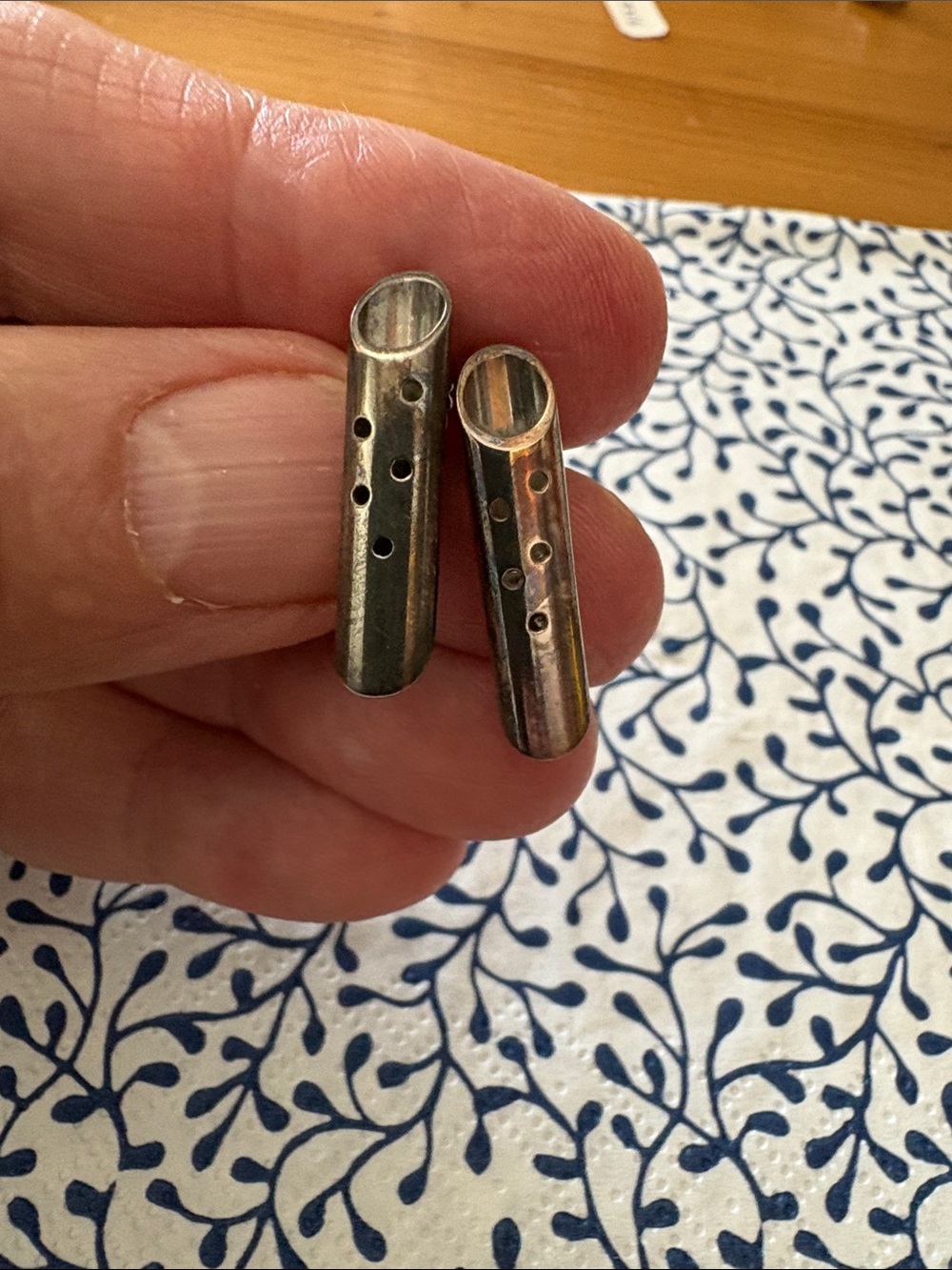 Sterling Silver Tone Tube Drop Earrings in Silver